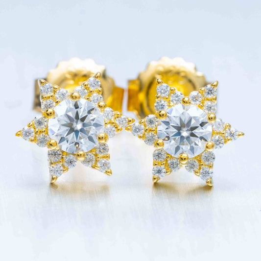 Hiphop Jewelry  925 Sterling Silver VVS Round Cut Moissanite Stud star shape Earring