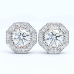 Hiphop Jewelry  925 Sterling Silver VVS Round Cut Emerald Cut Moissanite Stud pentagon Earring