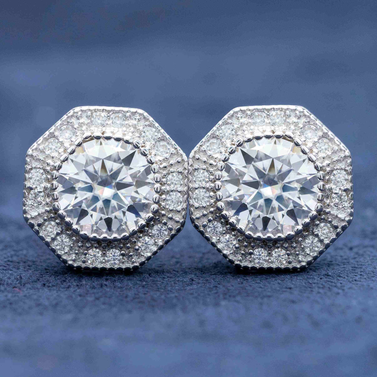 Hiphop Jewelry  925 Sterling Silver VVS Round Cut Emerald Cut Moissanite Stud pentagon Earring