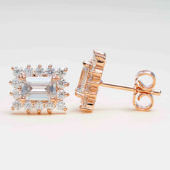 GL Hiphop Jewelry  925 Sterling Silver VVS Round Cut Emerald Cut Moissanite Stud Earring