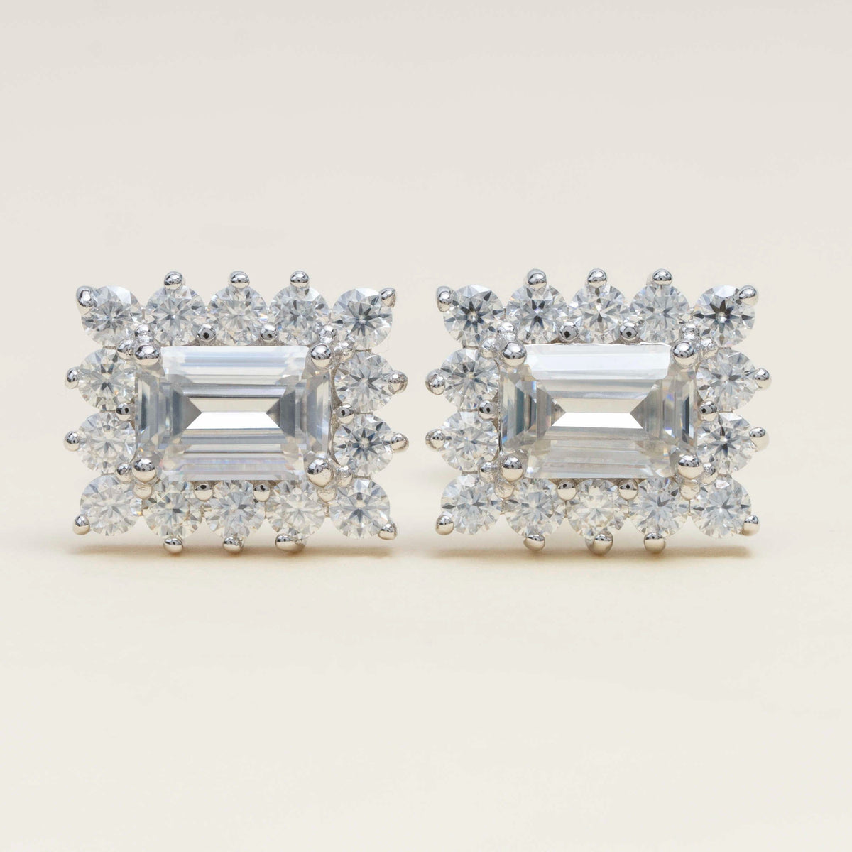 GL Hiphop Jewelry  925 Sterling Silver VVS Round Cut Emerald Cut Moissanite Stud Earring