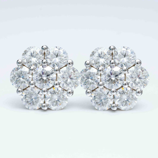 High Quality 925 Sterling Silver VVS Round Cut Moissanite Stud Earring