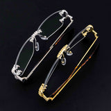 Hip hop Brass iced out AAAAA Zircon mens sunglasses jewelry rimless glasses