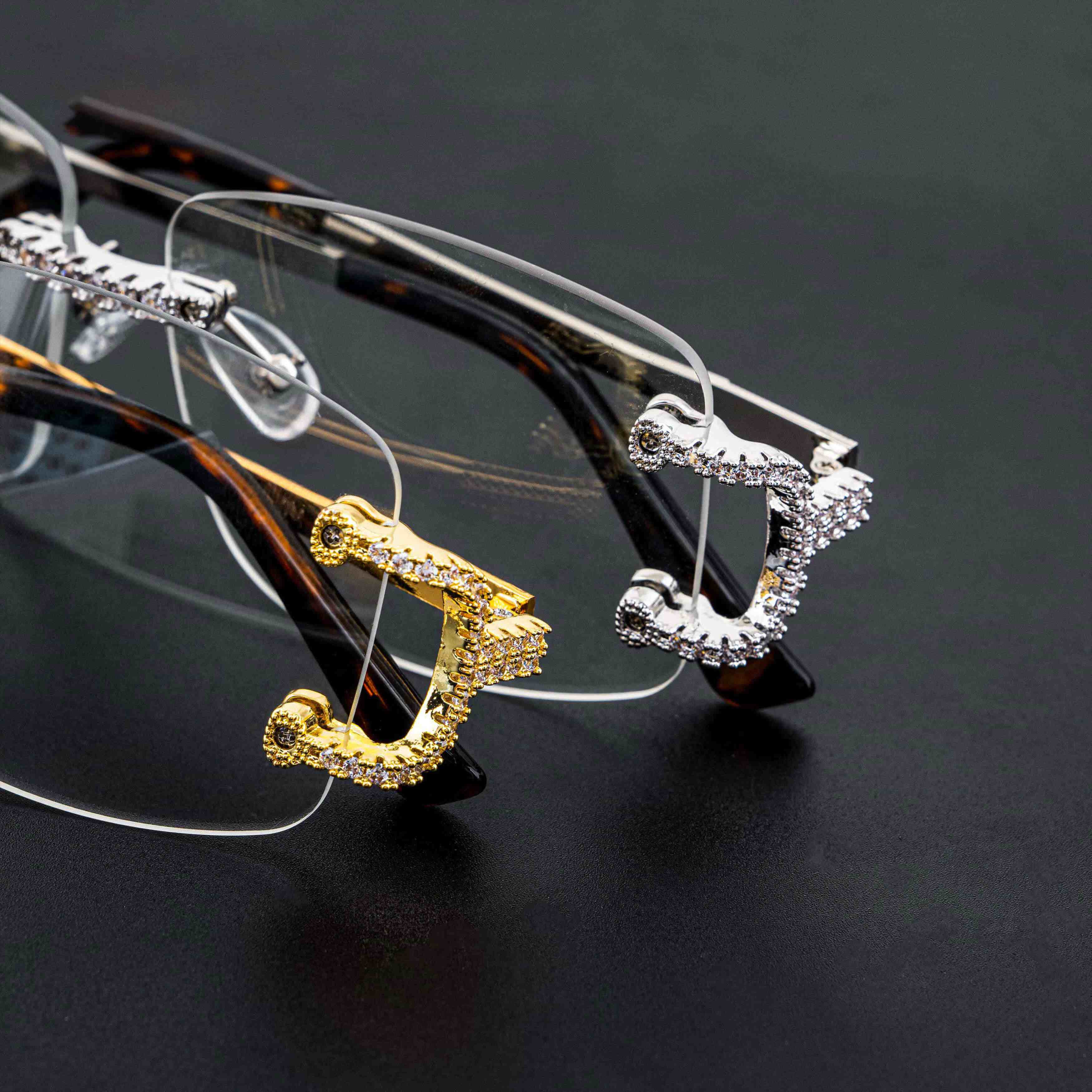 GL Hip Hop Iced Out 5A+ Diamond Mens Rimless Glasses Secondary image
