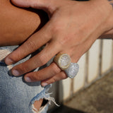 Round hip hop inlaid full diamond ring