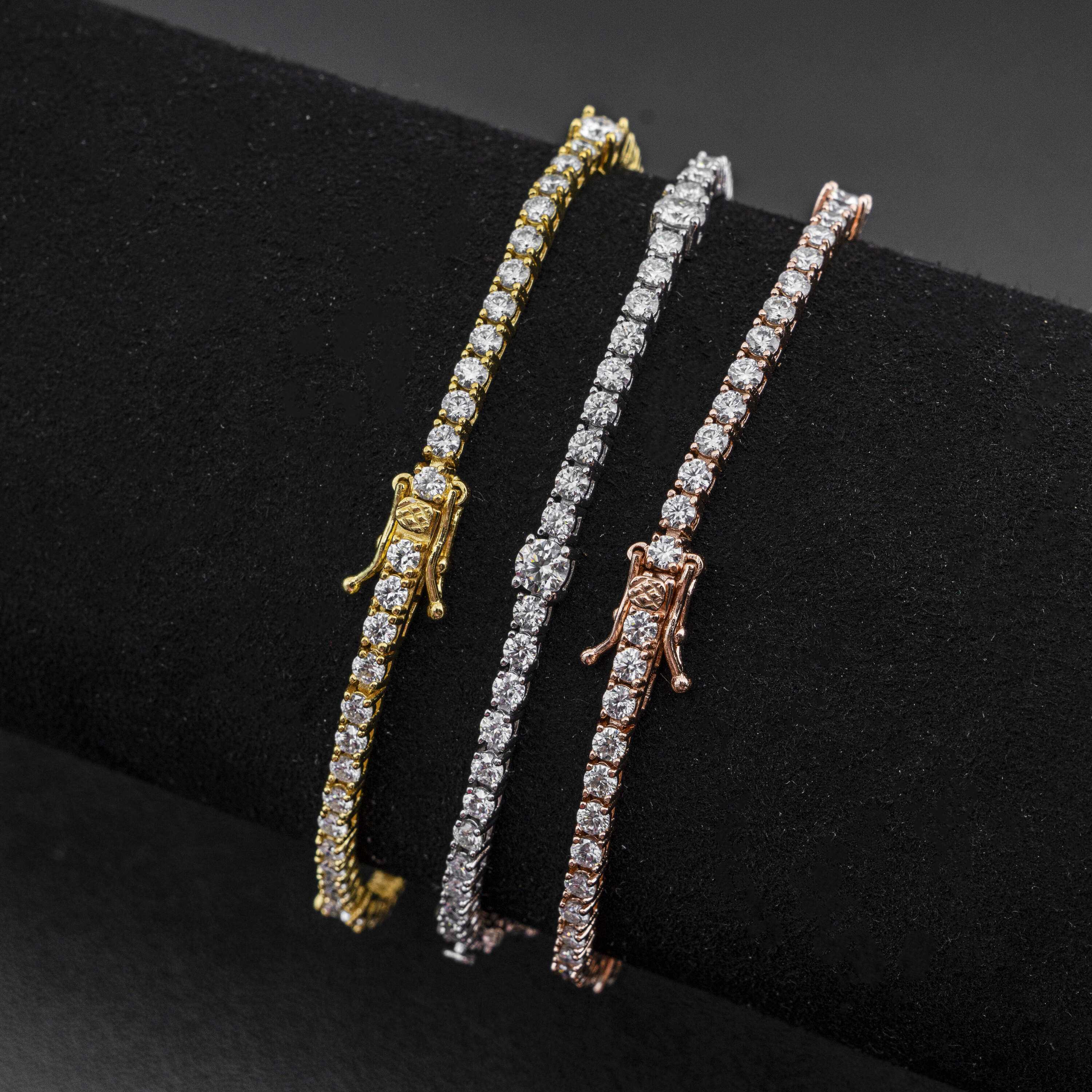 hip hop jewelry bling tennis chain fashion designer vvs moissanite sterling silver tennis bracelet Image principale du produit