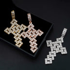 GL Full Baguette Diamond Cube Chian Style Hip Hop Custom Cross Pendant