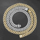 15mm brass three diamonds zircon Cuban Link Chain