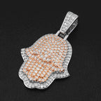 GL Hip Hop Hamsa Two-tone Metal S925 Silver Moissanite Diamonds Pendant