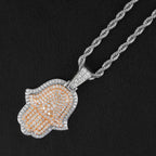 GL Hip Hop Hamsa Two-tone Metal S925 Silver Moissanite Diamonds Pendant