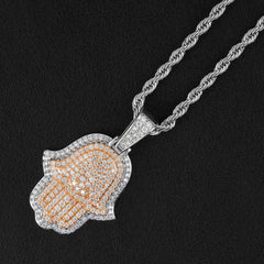GL Hip Hop Hamsa Two-tone Metal S925 Silver Moissanite Diamonds Pendant