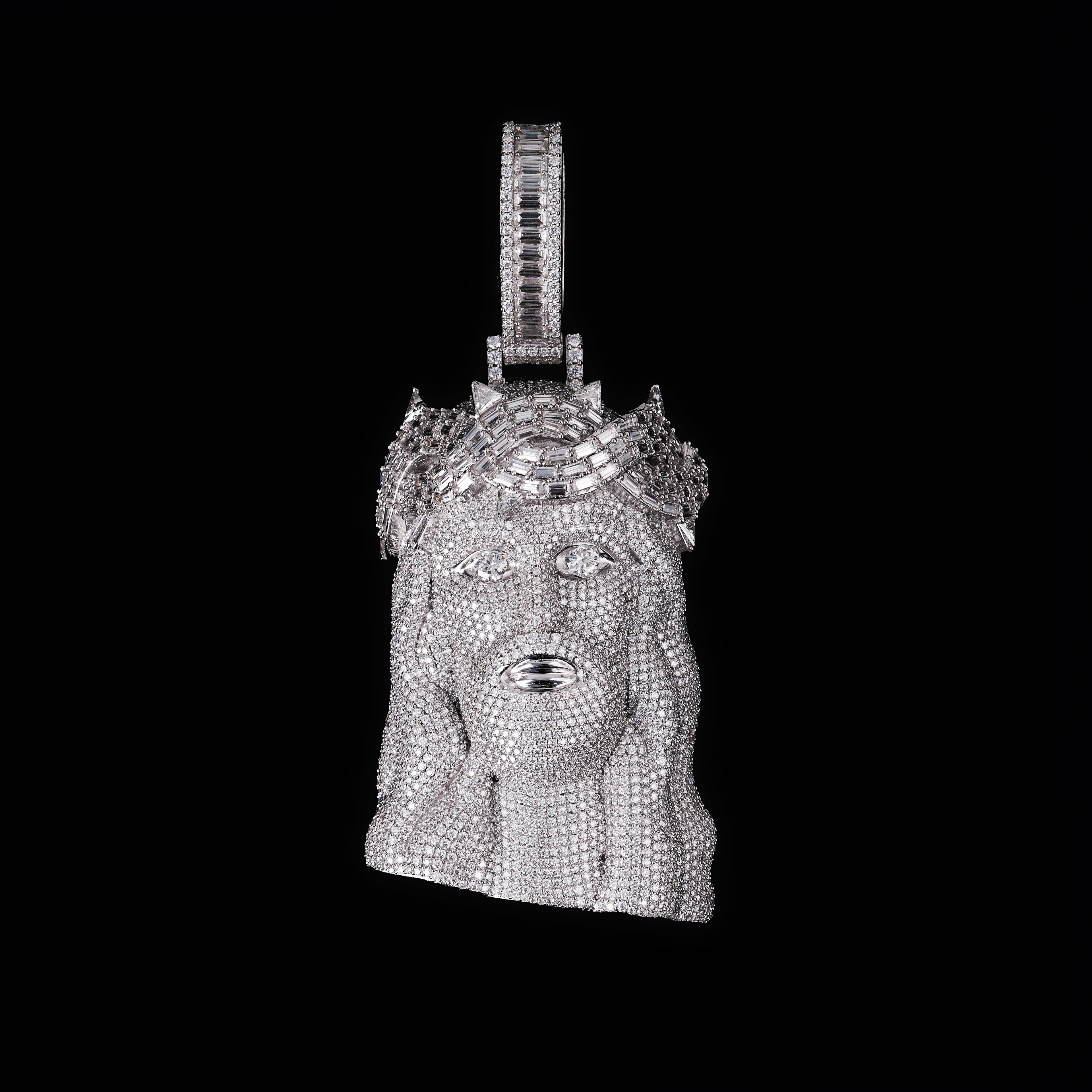 GL Halo Jesus Crown of Thorns Rectangular Moissanite Pendant