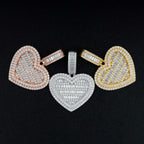 GL Heart Shape Double Halo S925 Silver Baguette Cut Moissanite Pendant