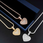 GL Heart Shape Double Halo S925 Silver Baguette Cut Moissanite Pendant