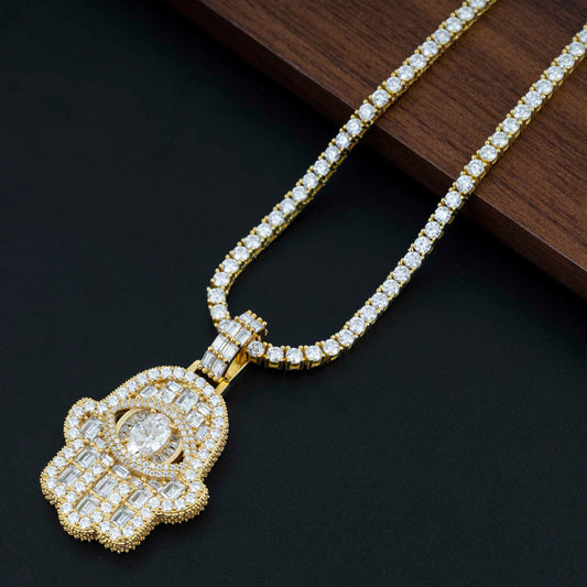 Fine Jewelry Custom Pendant VVS Moissanite Diamond Silver 925 Luxury Hamsa Pendant