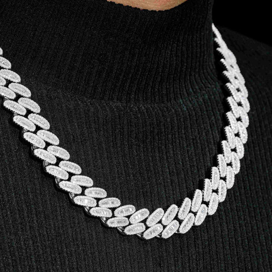 16mm Width 925 Silver VVS Moissanite Iced Out Jewelry Cuban Link Chain