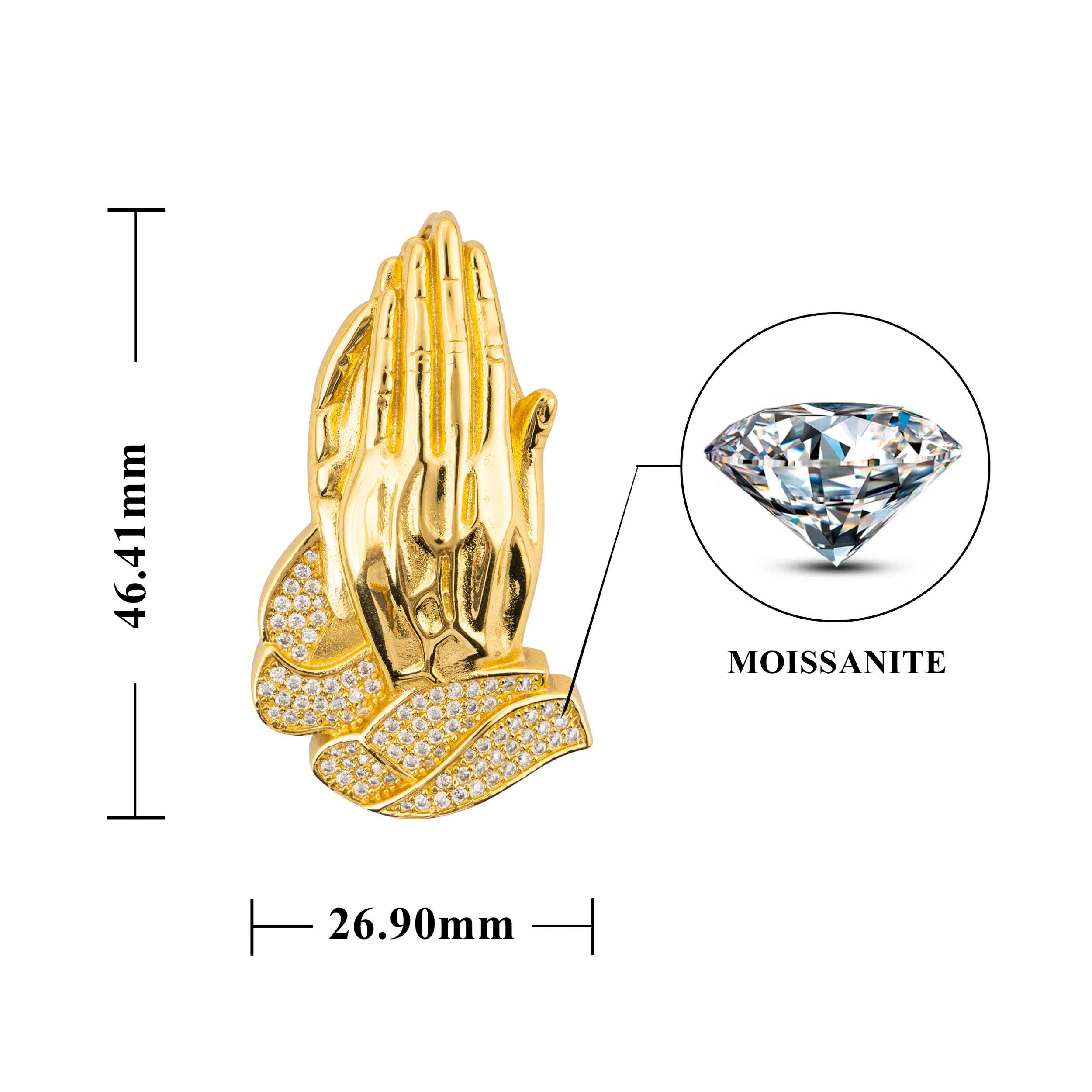 GL Praying Hands Moissanite Hip Hop Pendant Secondary image