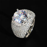 Large Carat Diamond Ring Emerald Cut Edge Cluster Set Ring