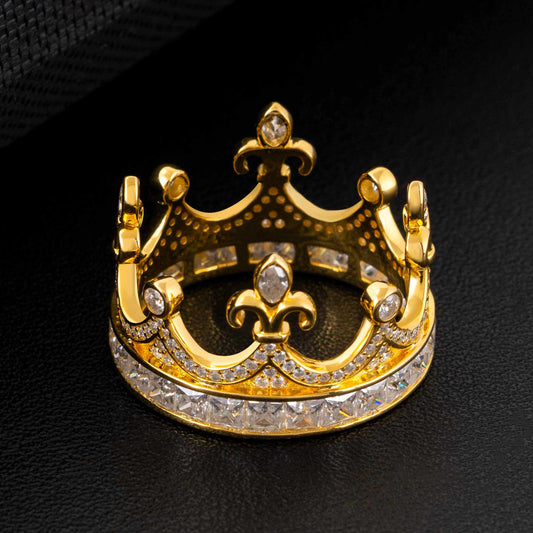 Fashion designer crown iced out rings VVS moissnaite diamond hip hop ring