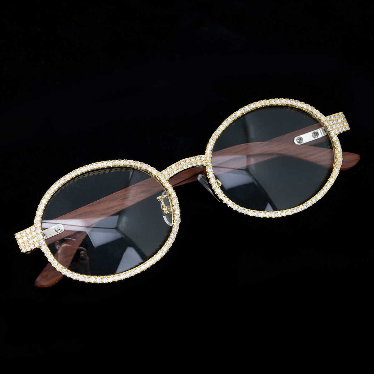 Hip hop Brass iced out AAAAA Zircon mens sunglasses jewelry glasses