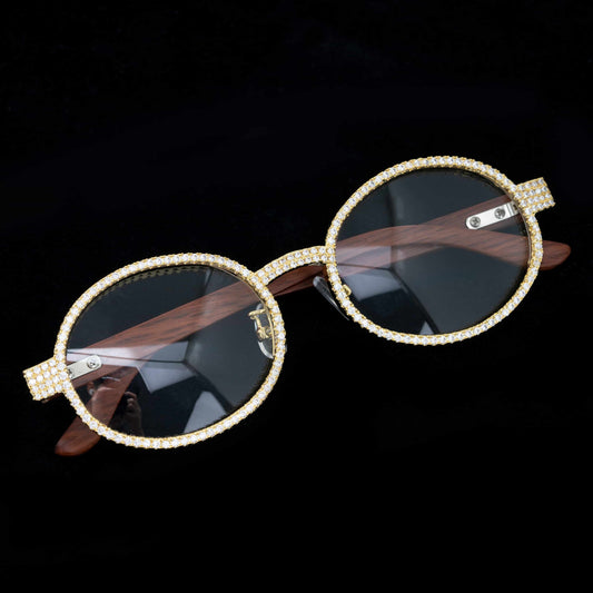 Hip hop Brass iced out AAAAA Zircon mens sunglasses jewelry glasses