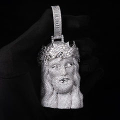 GL Halo Jesus Crown of Thorns Rectangular Moissanite Pendant