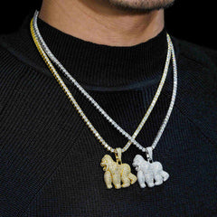 【US 3 Days Delivery】GL Gorilla 925 Sterling Silver Moissanite Pendant