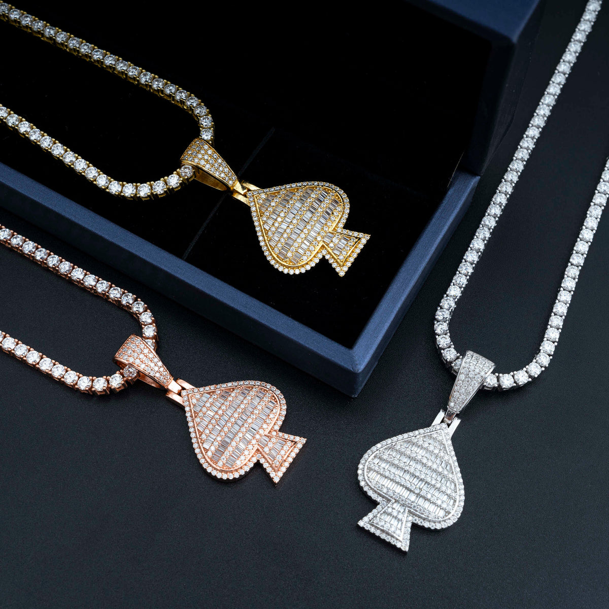 GL Heart Shape Baguette Moissanite S925 Silver pendant