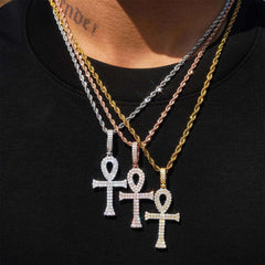 Circle Cross 925 Sterling Silver Moissanite Pendant