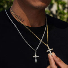 Cross 925 Sterling Silver prong inlay Moissanite Pendant