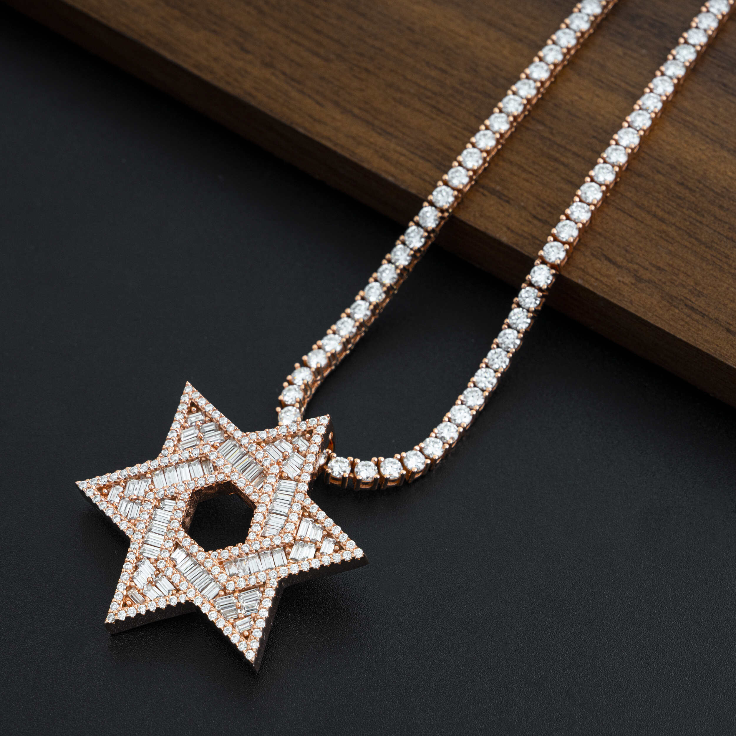 GL Iced Out Hip Hop Silver Moissanite Hexagram Pendant