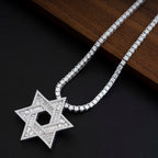 GL Iced Out Hip Hop Silver Moissanite Hexagram Pendant