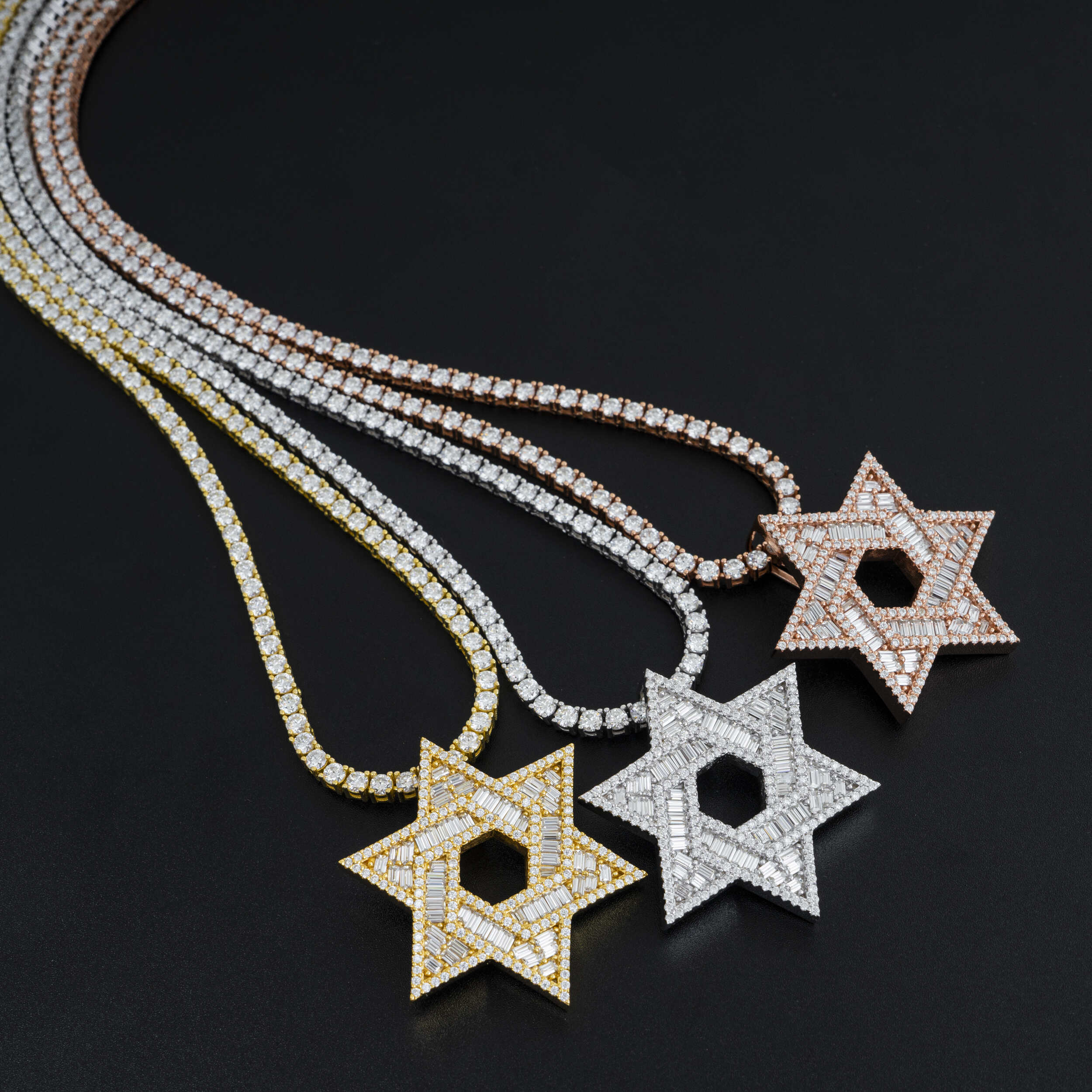GL Iced Out Hip Hop Silver Moissanite Hexagram Pendant Secondary image