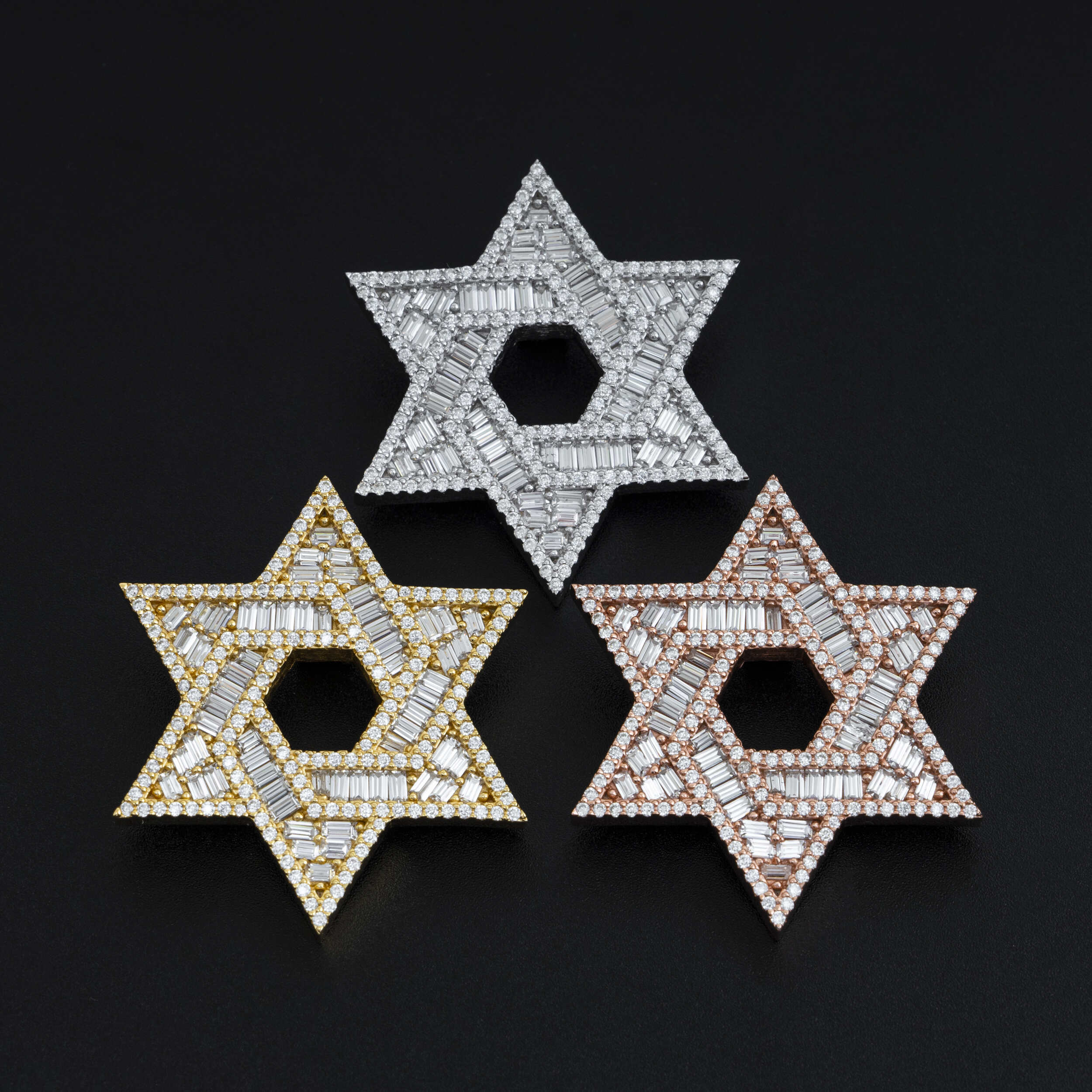 GL Iced Out Hip Hop Silver Moissanite Hexagram Pendant
