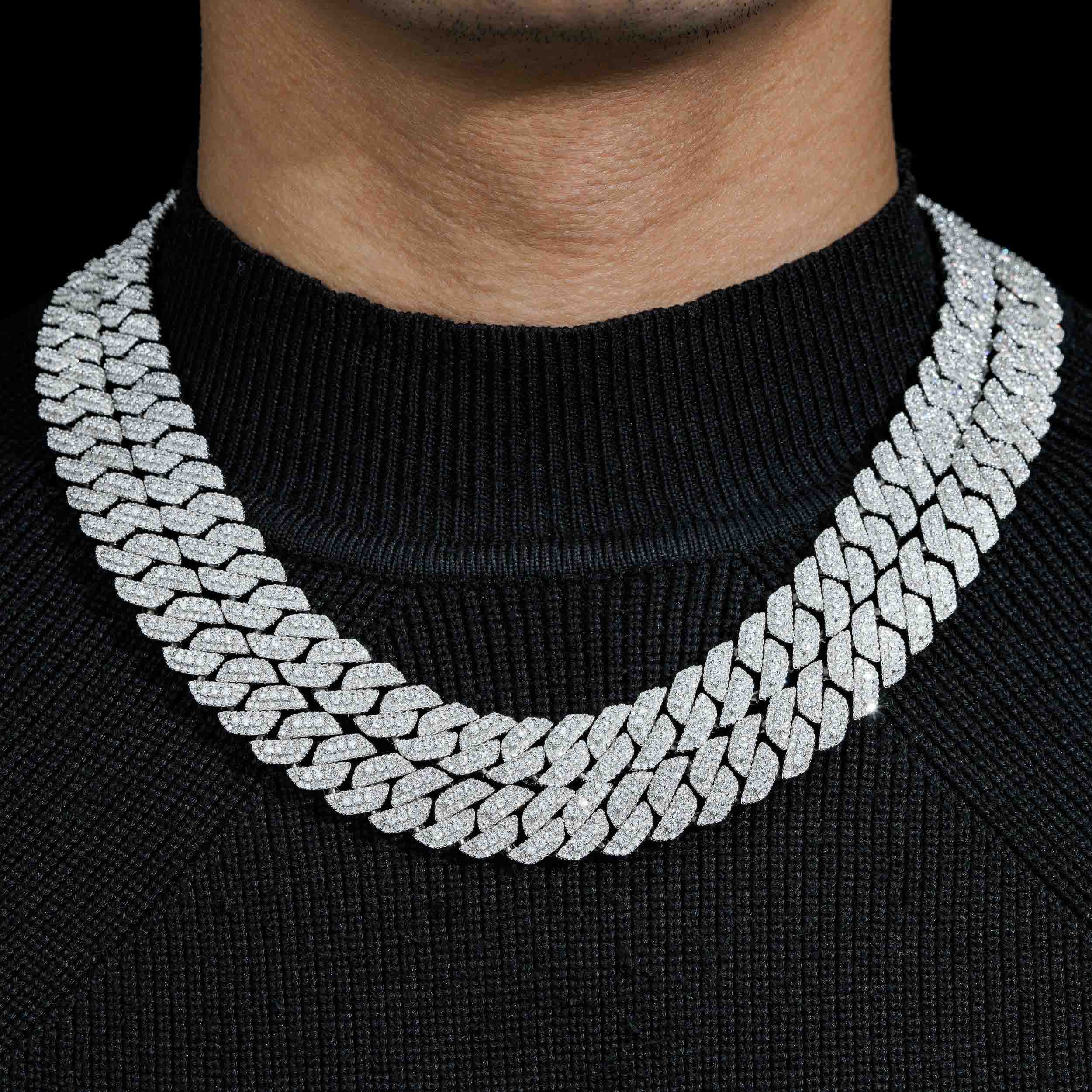 13MM Trapezoid VVS Moissanite EDG Cuban Link Chain