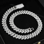 15MM S925 Silver Rise Stones VVS Moissanite Hip Hop Cuban Link Chain