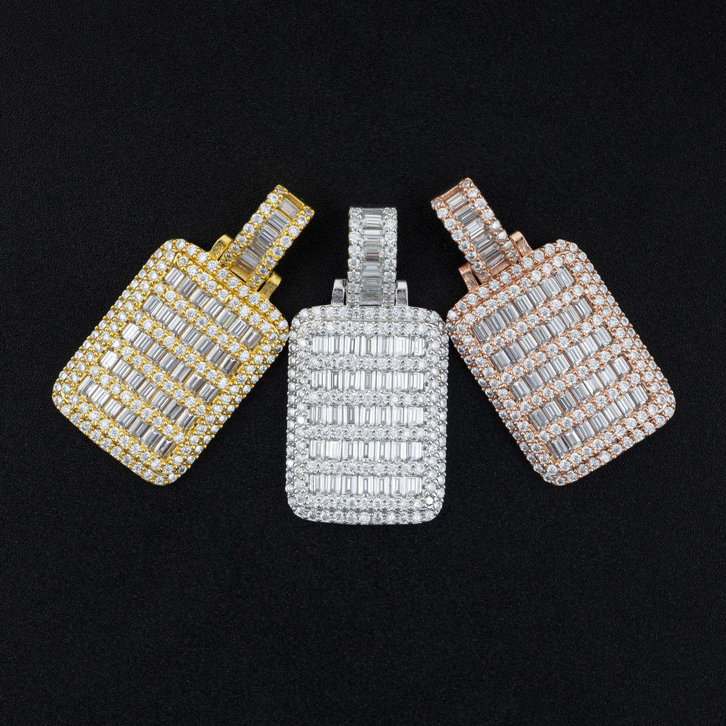 GL Hip Hop Iced Out Baguette Moissanite Diamond S925 Silver Pendant Secondary image