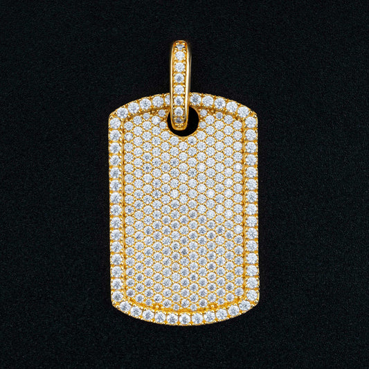 Luxury Men Jewelry Fully Diamond Iced Out Real Gold Plated VVS Moissanite Dog Tag Pendant