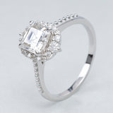 Vintage 925 Sterling Silver Moissanite Engagement Ring Wedding Bridal Jewelry