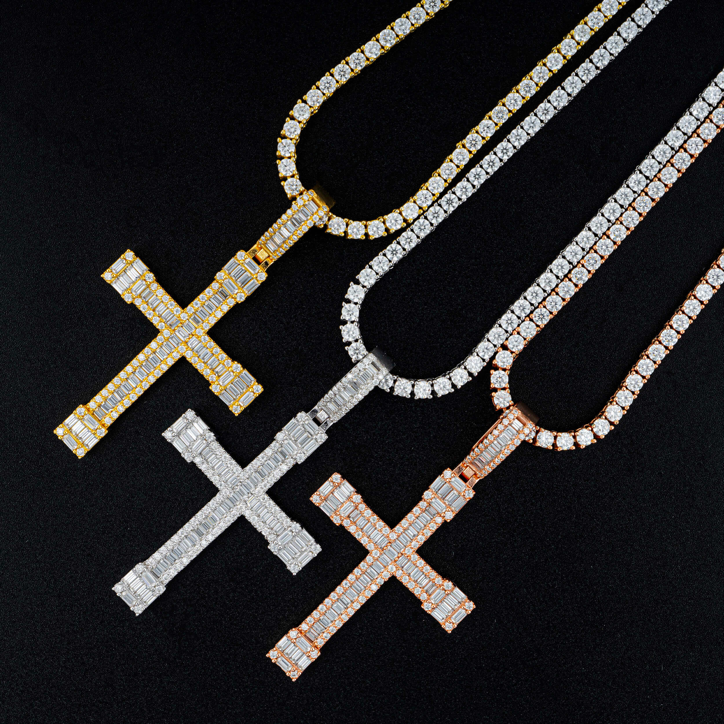 GL VVS Baguette Diamond Hip Hop Iced Out Christian Jesus Cross Pendant Zweitbild
