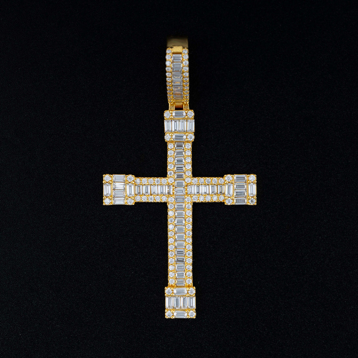 GL VVS Baguette Diamond Hip Hop Iced Out Christian Jesus Cross Pendant