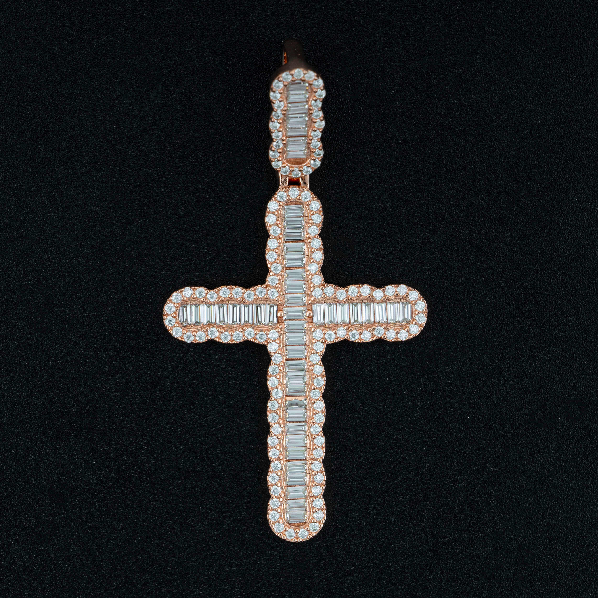 GL Hip Hop Iced Out Baguette Diamond Cross Pendant