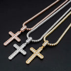 GL Hip Hop Iced Out Baguette Diamond Cross Pendant