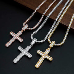 GL Hip Hop Iced Out Baguette Diamond Cross Pendan