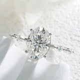 Oval Cut Moissanite 925 Sterling Silver Ring