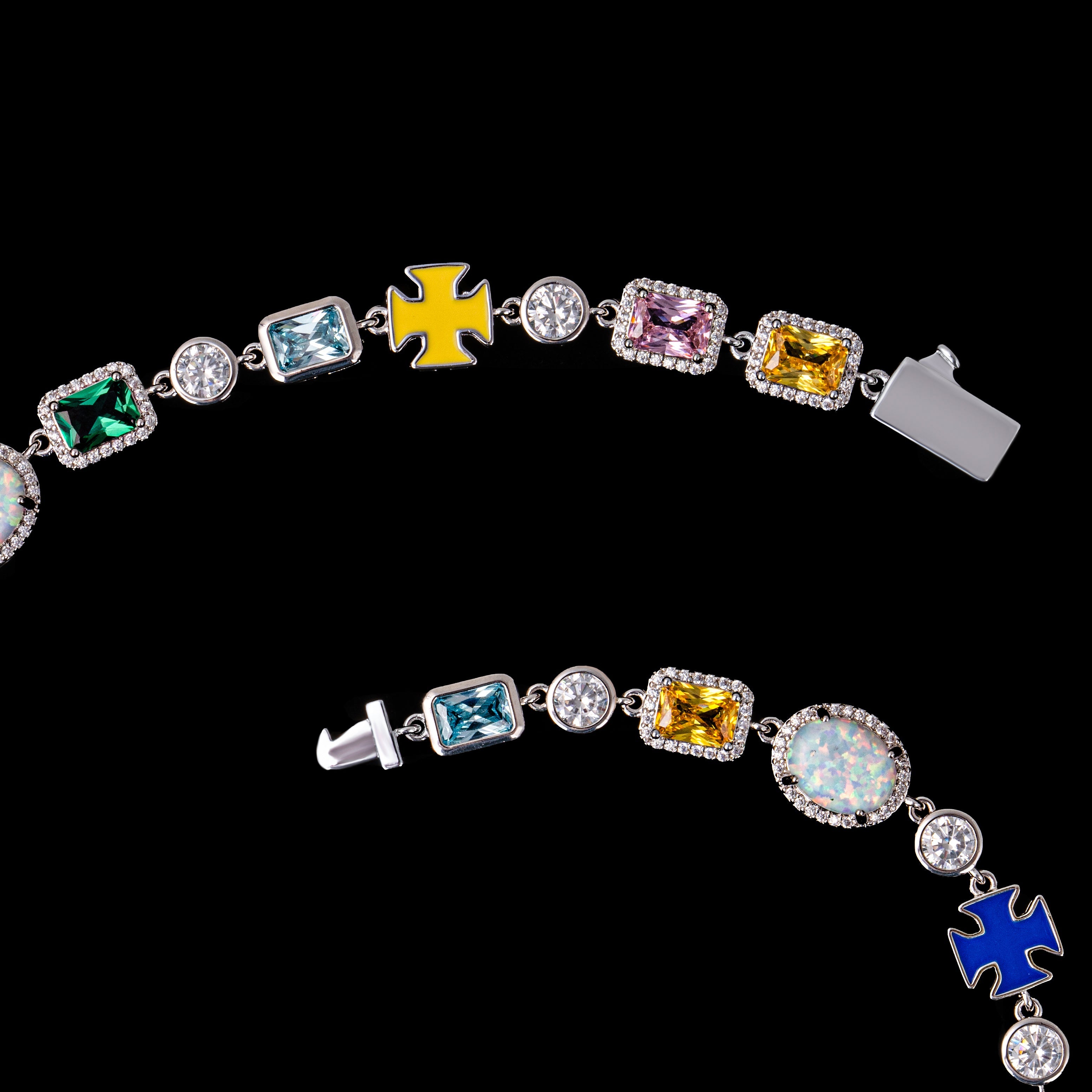 GL 5A Colored Zircon Combination White Opal Sparkling Necklace