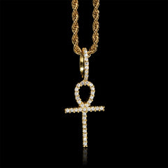 GL Ankh Cross Pendant Silver VVS Moissanite
