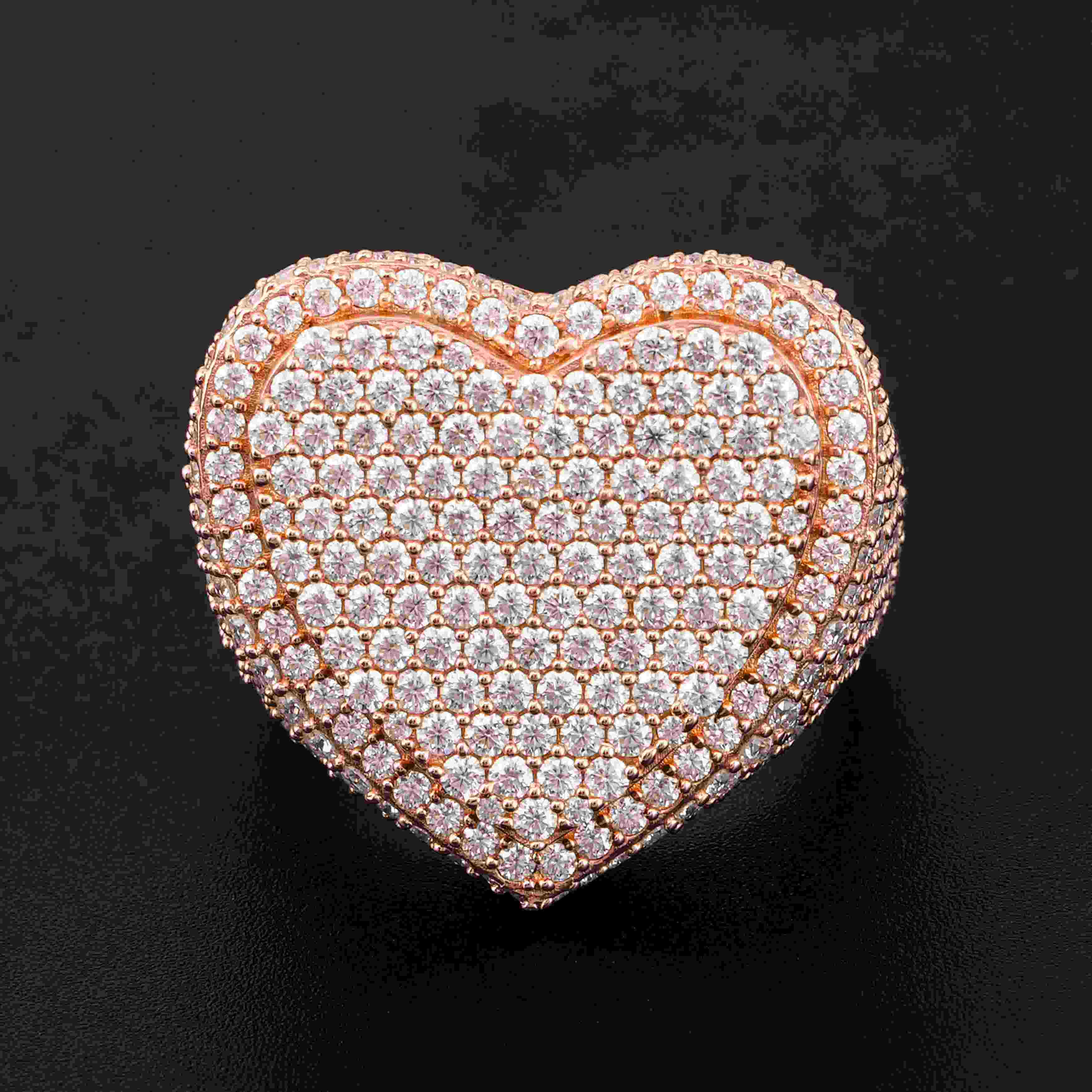 GL Custom Jewelry 925 Sterling Silver moissanite Ring VVS diamond Hip Hop  Heart Ring