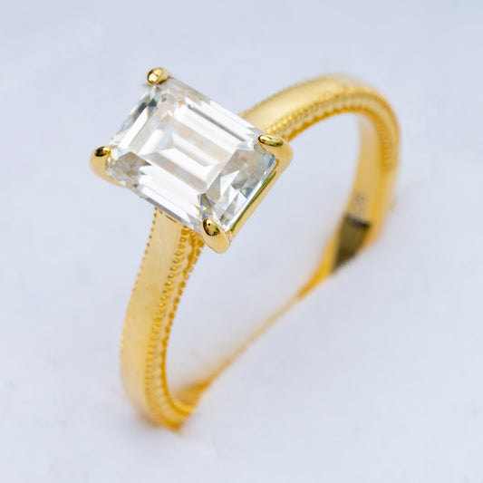 Square moissanite diamond ring 925 Sterling Silver for women
