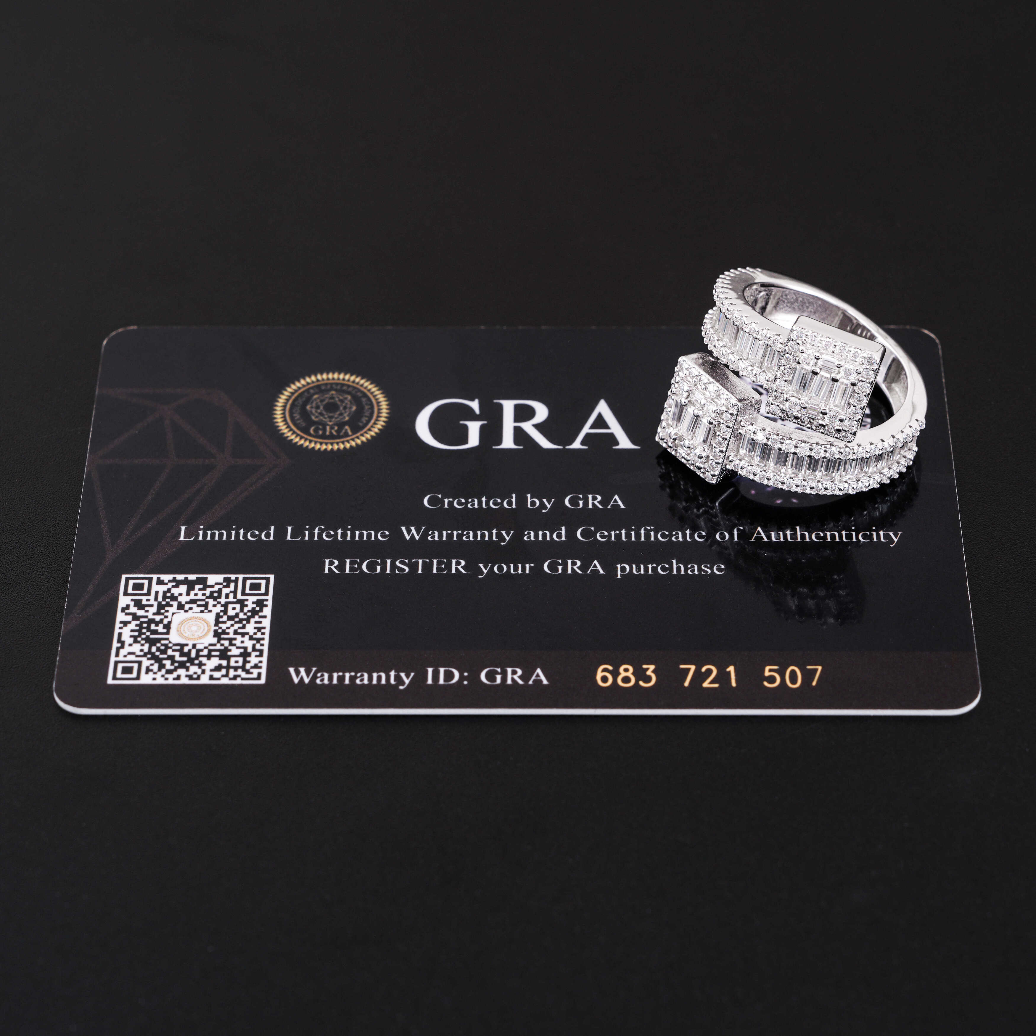 GL Luxury Hip Hop Ring Baguette Moissanite Diamond Ring